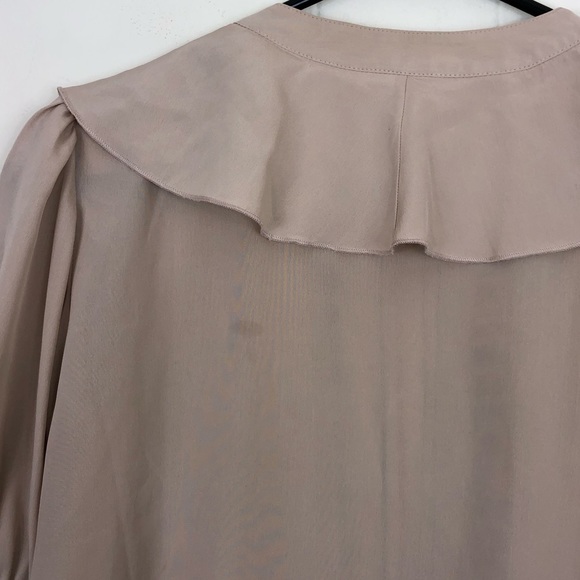 Vintage Ruffled Button Down Blouse Sz M - Picture 7 of 9